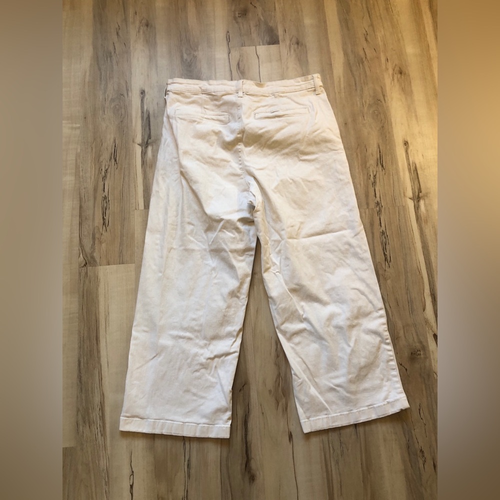 Ella Moss White Cropped Wide Leg Pants Women's 14 Stretch Cotton High Rise Crop - Picture 12 of 14